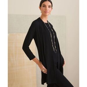 Chico’s Travelers Duster Cardigan Sweater Black Sz 0 (S) (4)
